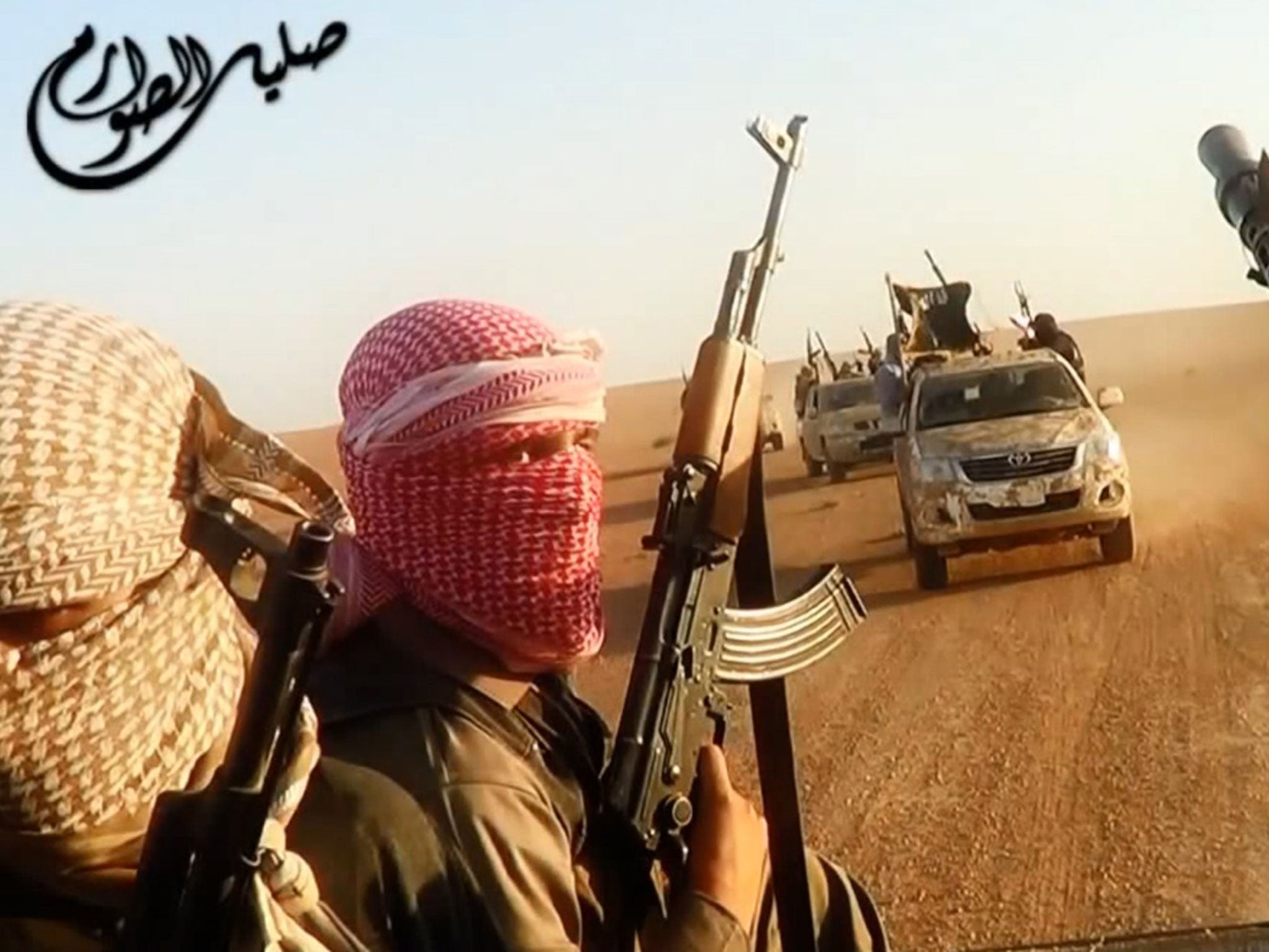 An Isis propaganda video purporting to show fighters near the Iraqi city of Tikrit AFP/Getty