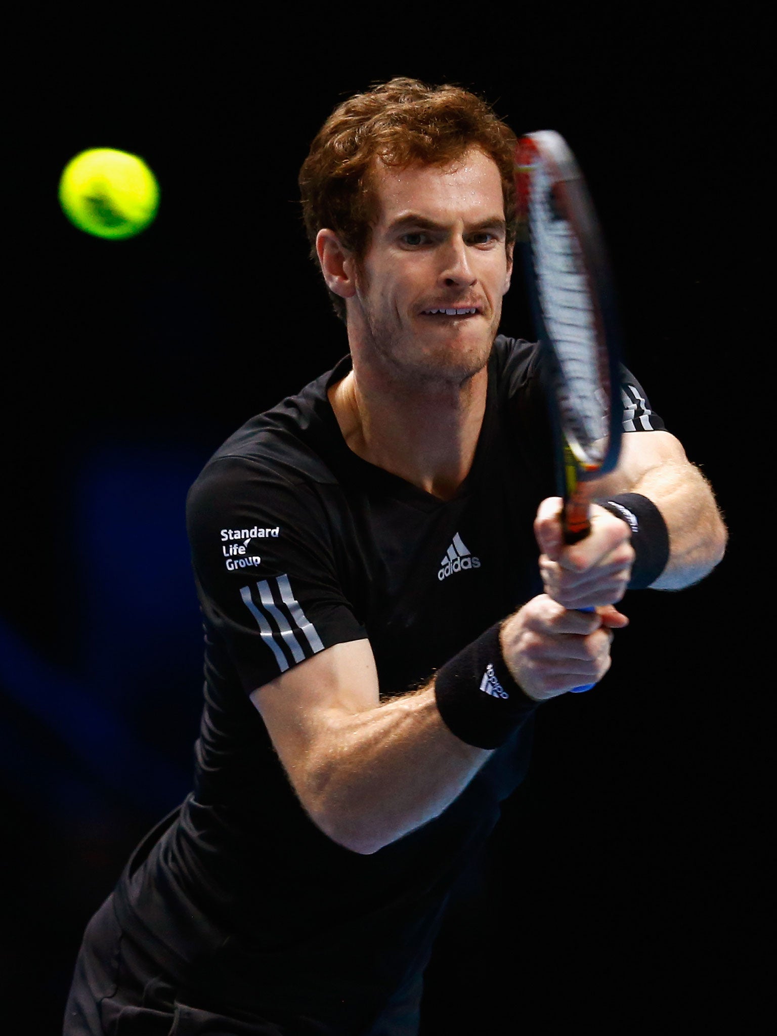 Andy Murray during the exhibition game against Djokovic