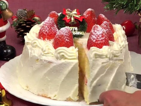 The strawberry and cream Japanese sponge cake usually eaten on Christmas Eve