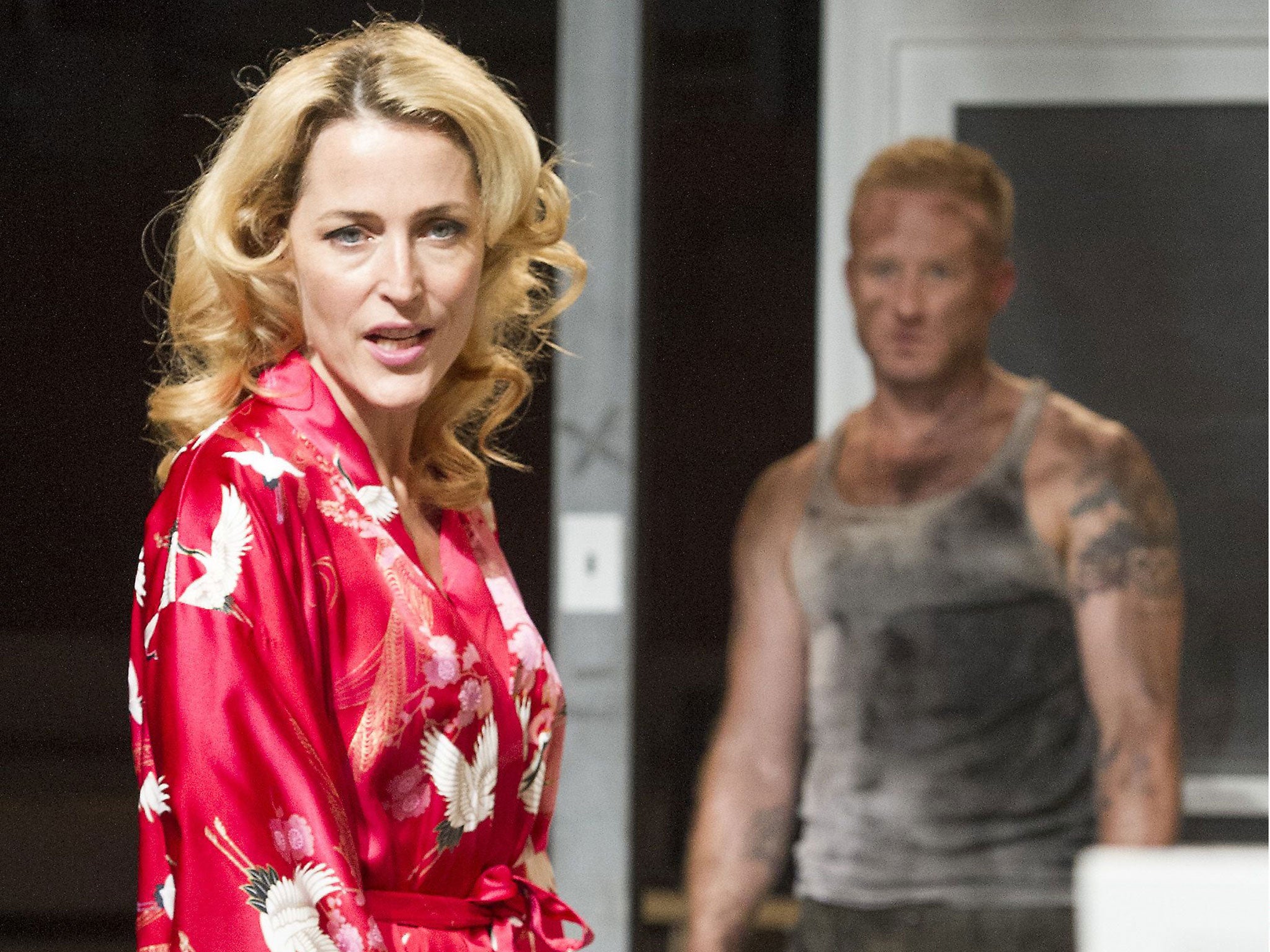 Gillian Anderson as Blanche DuBois and Ben Foster as Stanley in ‘A Streetcar Named Desire’
