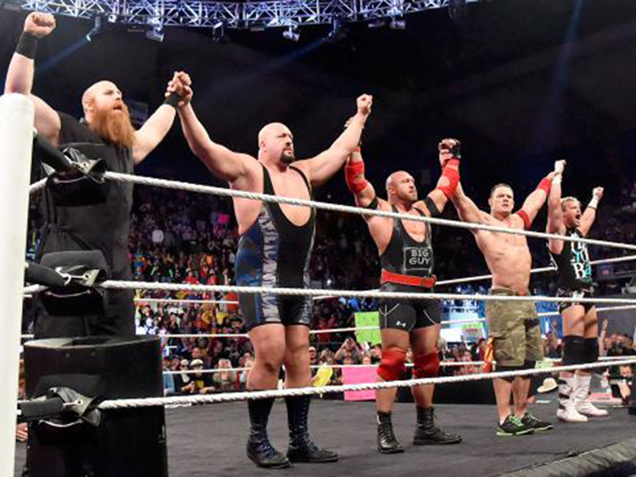 Erick Rowan, Big Show, Ryback, John Cena and Dolph Ziggler stand tall as Team Cena