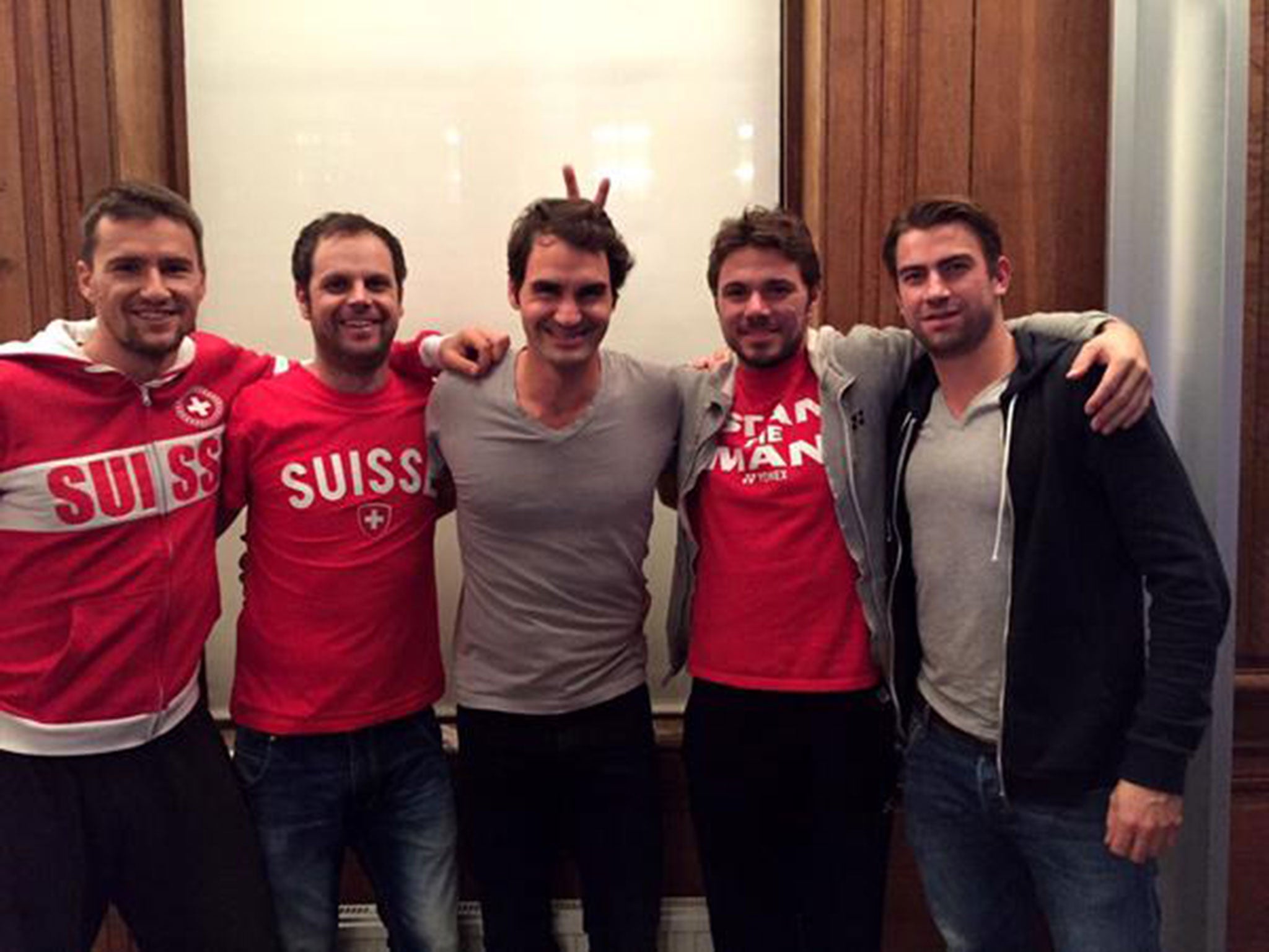 Roger Federer posted this picture of the Swiss Davis Cup team