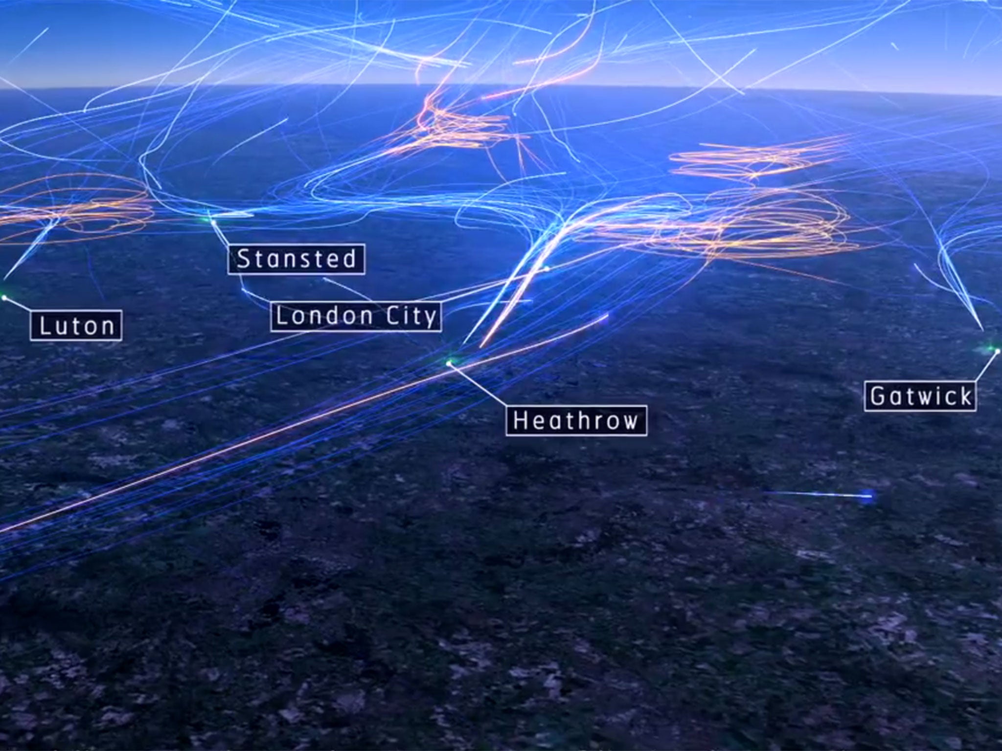 A ‘data visualisation’ video shows 7,000 flights over the UK’s skies on just one day, showing how Britain’s airspace is one of the busiest and most complex in the world.