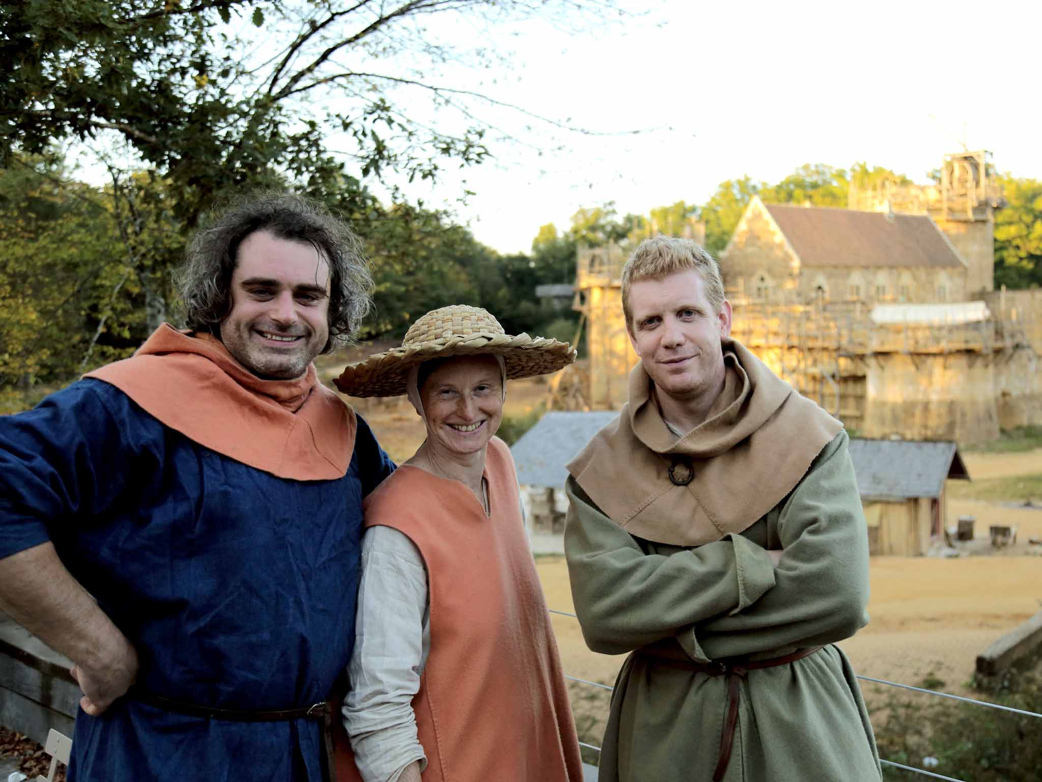Middle Ages spread: Peter Ginn, Ruth Goodman and Tom Pinfold in 'Secrets of the Castle'
