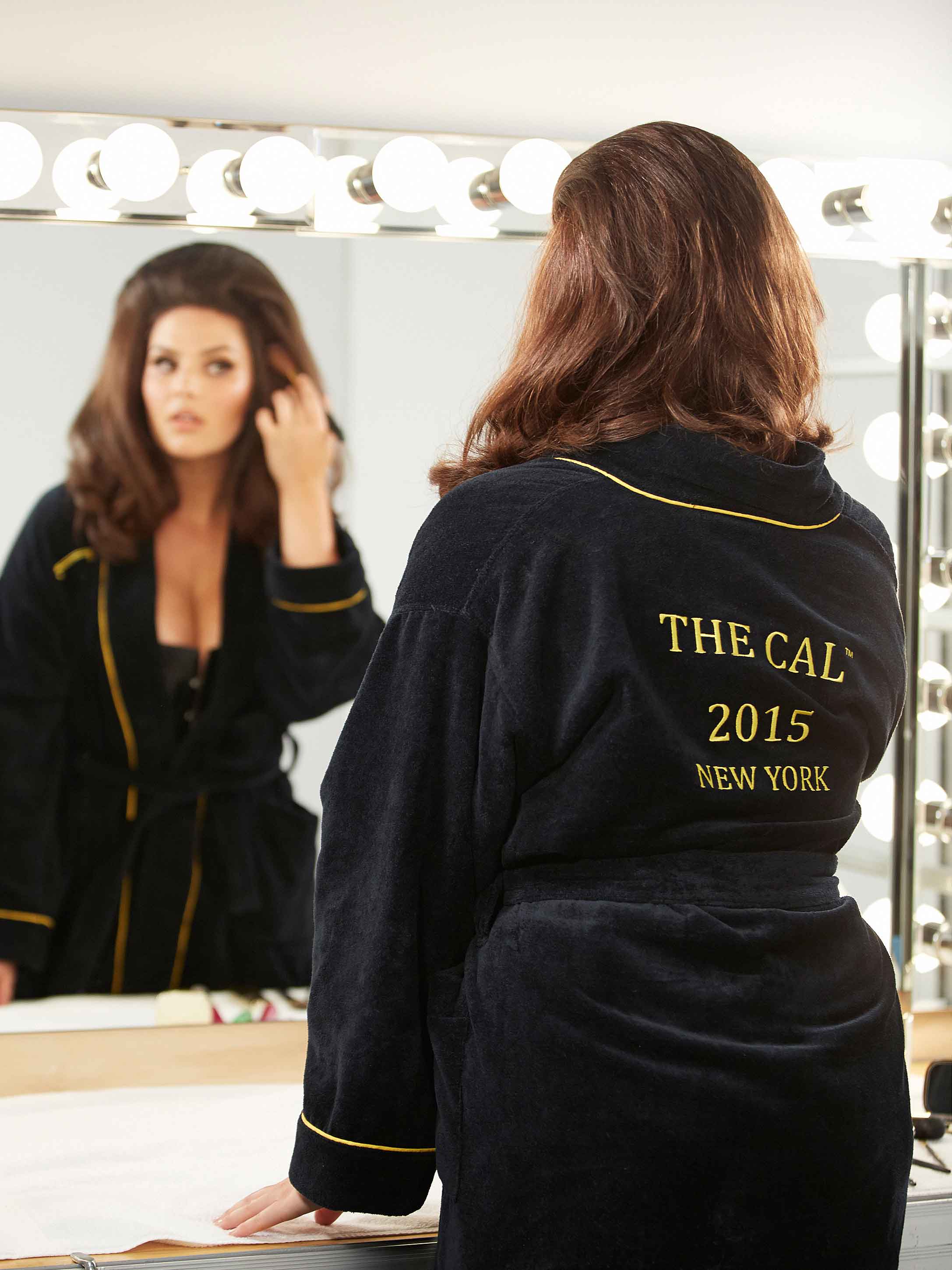 Candice Huffine behind the scenes of the Pirelli 2015 shoot