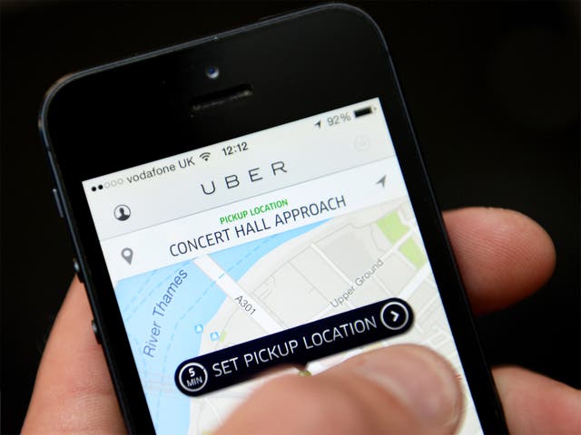 The Uber app allows passengers to hail a taxi with a smartphone