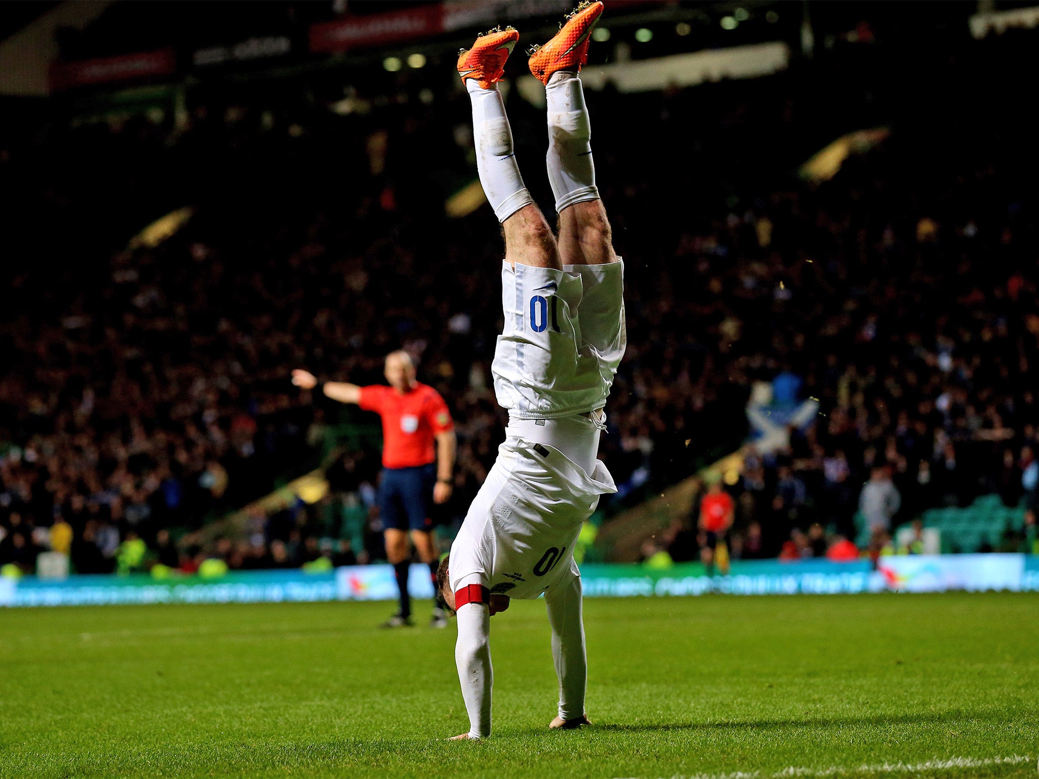 Wayne Rooney followed up his second and England's third goal with an acrobatic celebration