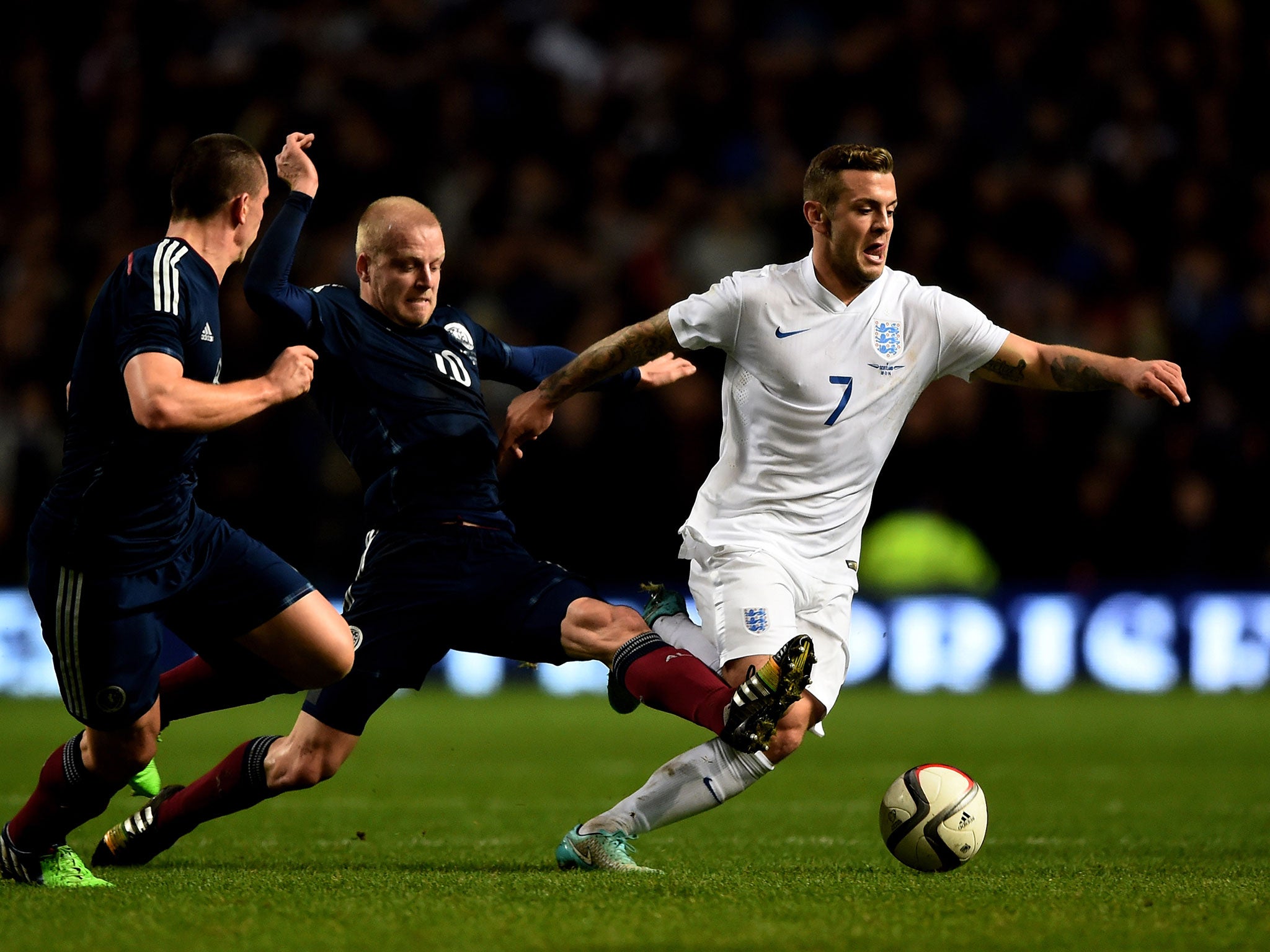 Jack Wilshere playing for England against Scotland this week
