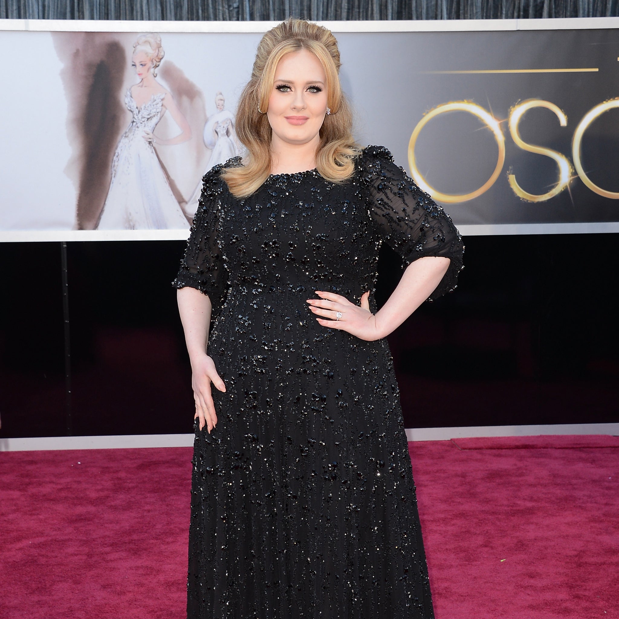 Singer Adele arrives at the Oscars at Hollywood & Highland Center on February 24, 2013 in Hollywood, California.