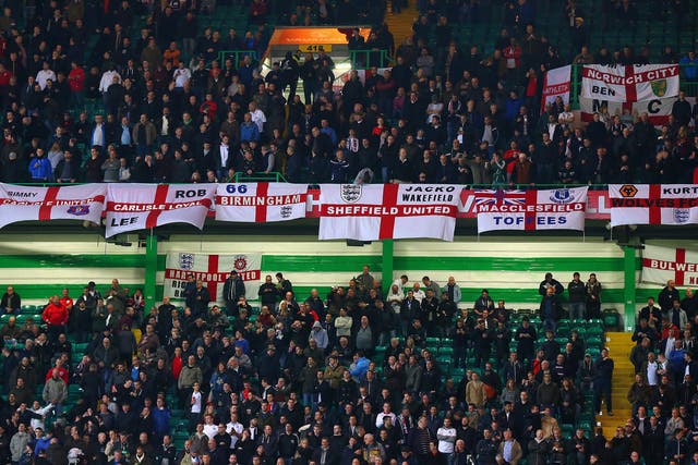Bile and abuse: England supporters at Celtic Park on Tuesday night