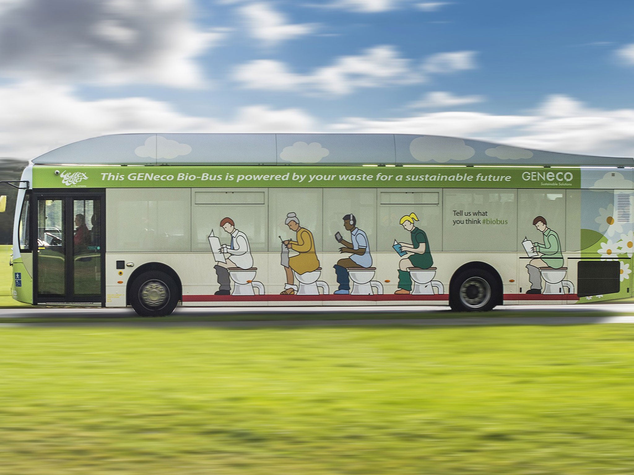 The Bio-Bus which is powered entirely by human and food waste