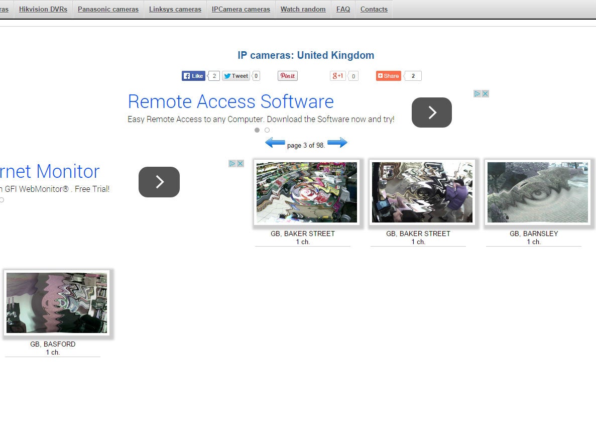 Webcams in the UK, from inside offices and gyms to baby monitors have appeared on the site 