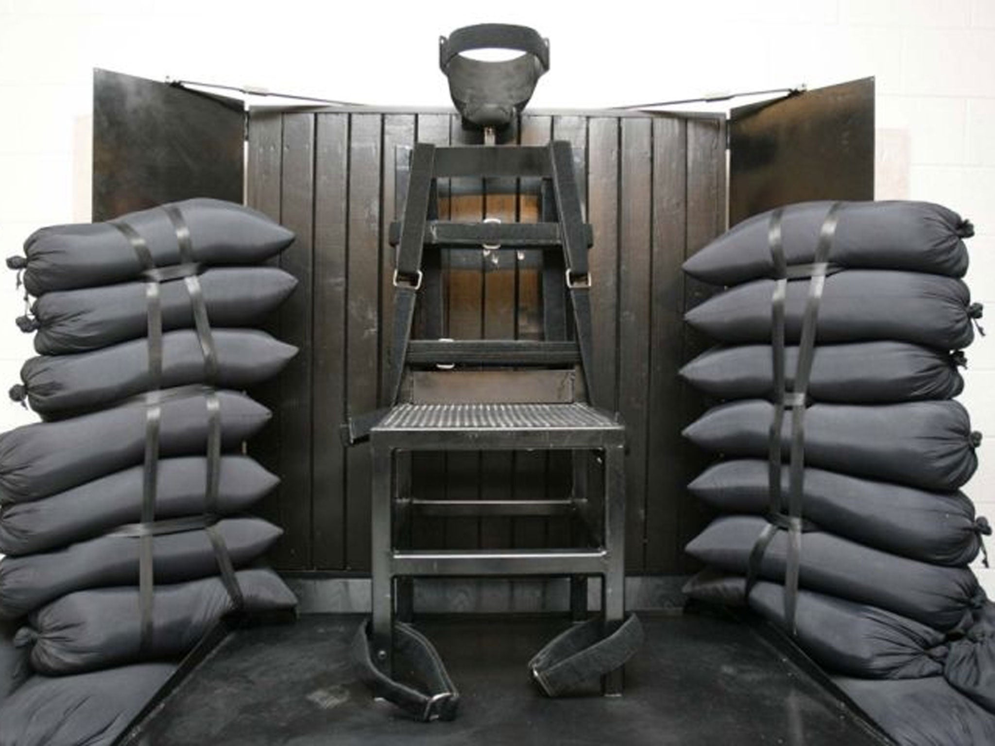 The firing squad execution chamber at the Utah State Prison in Draper, Utah.
