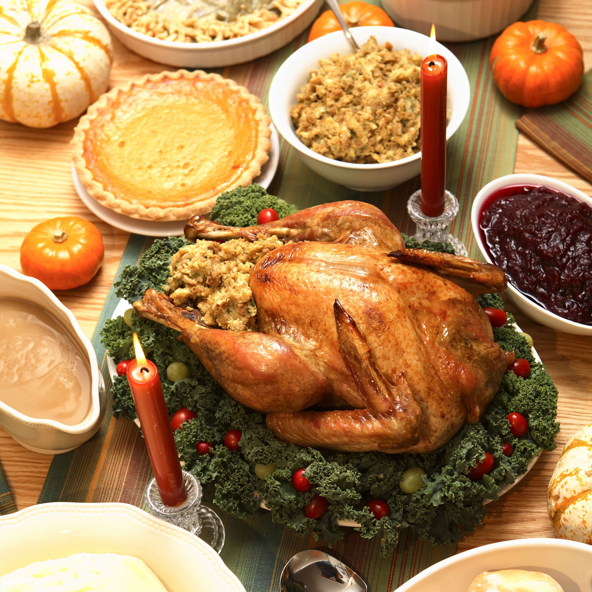 Thanksgiving meal on the table