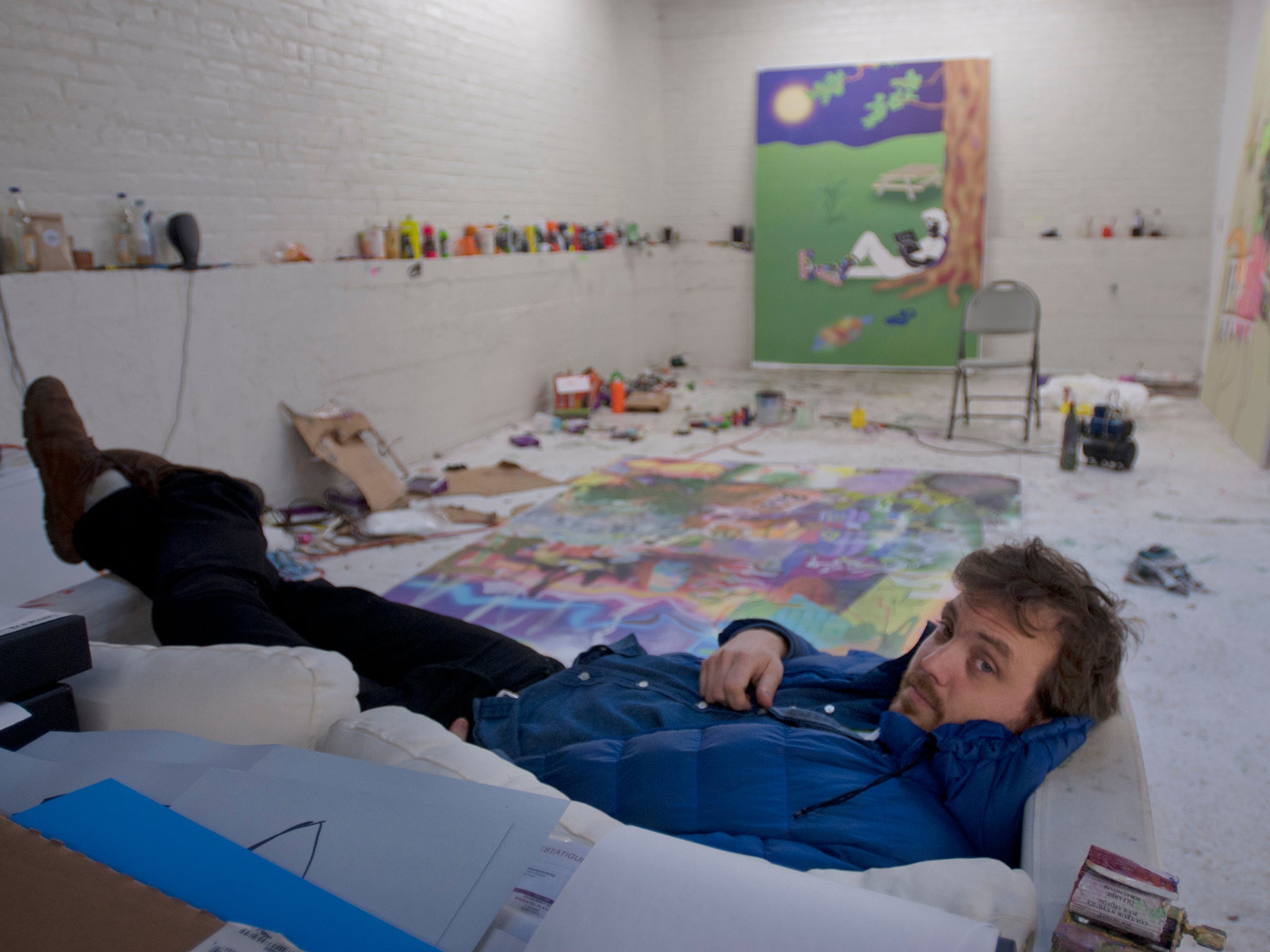 Artist Michael Williams in his studio in Long Island City, Queens, NY.