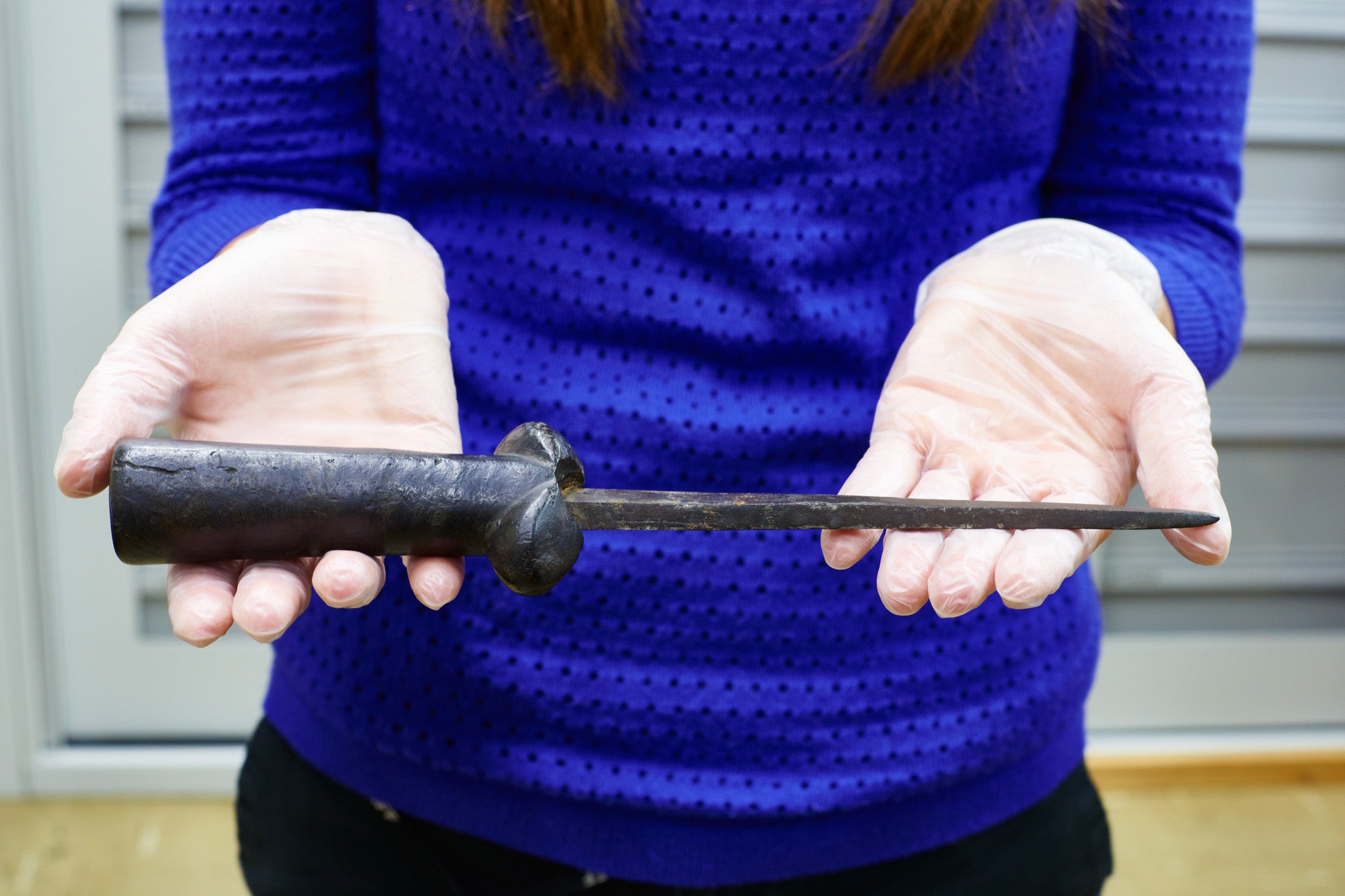 A 'bollock' dagger found at Brooks Wharf, Thames foreshore