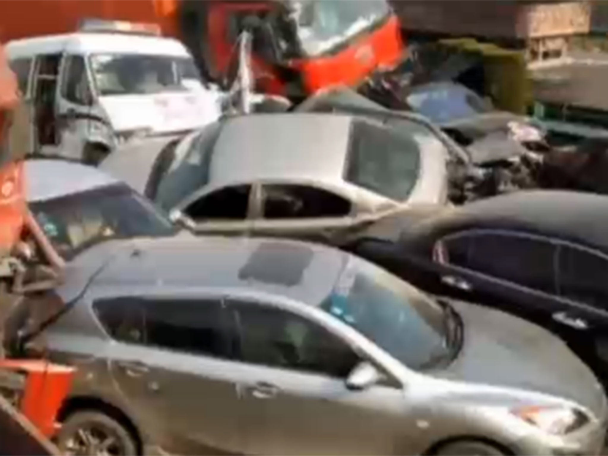 70 cars were involved in the pile-up and brought traffic to a standstill on the road