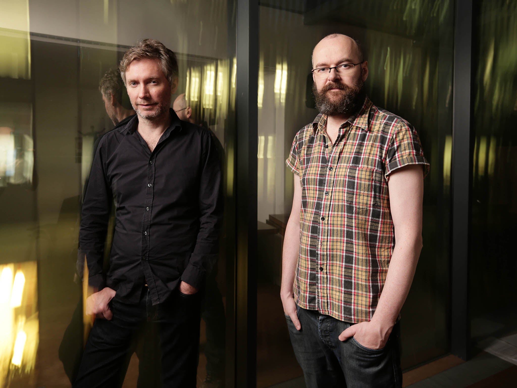 Director Kevin MacDonald and writer Denis Kelly photographed at the Unicorn Theatre in south London. They have been jointly working on a drama based in the setting of a non-military submarine