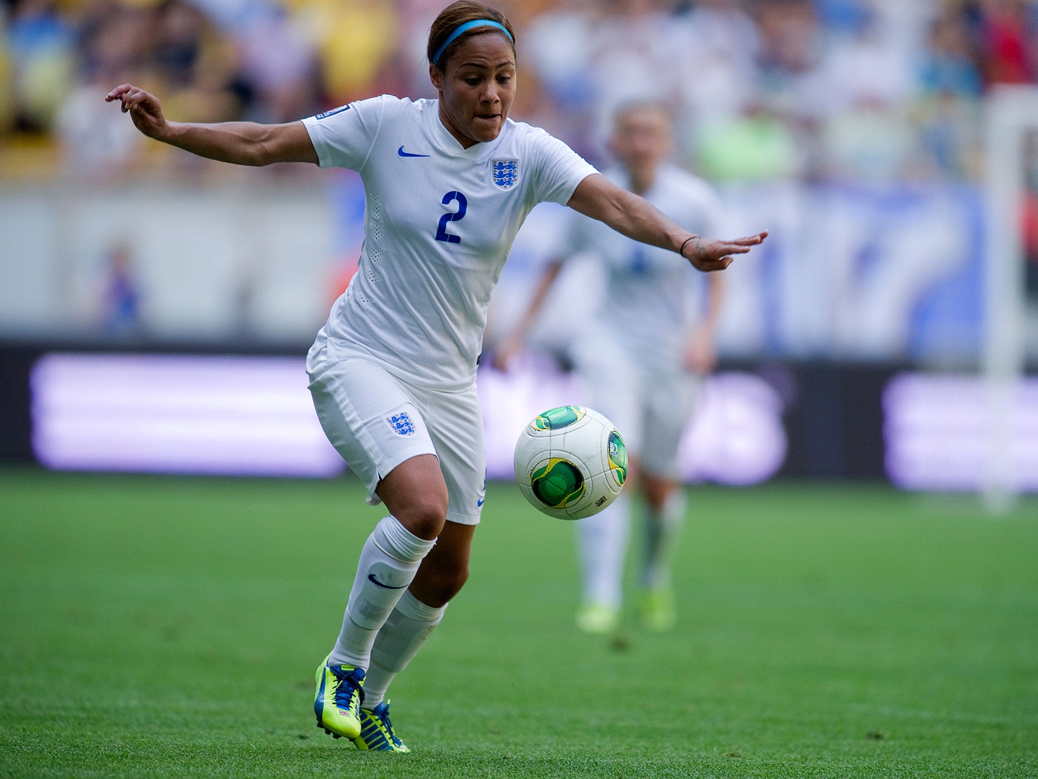Alex Scott in action for England