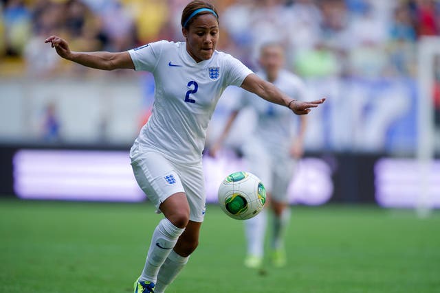 Alex Scott in action for England