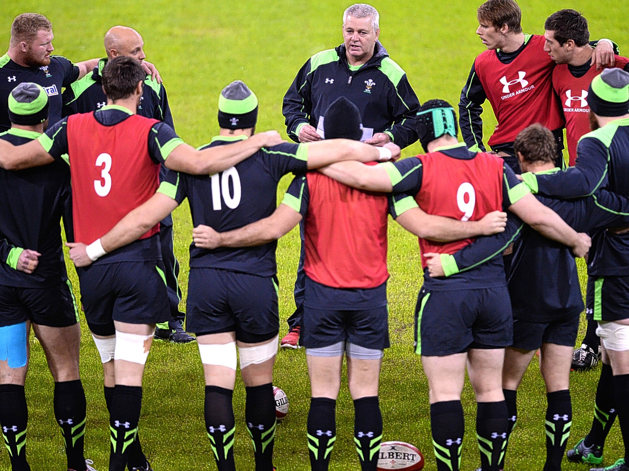 Warren Gatland passes on some instructions to his Wales players on Friday