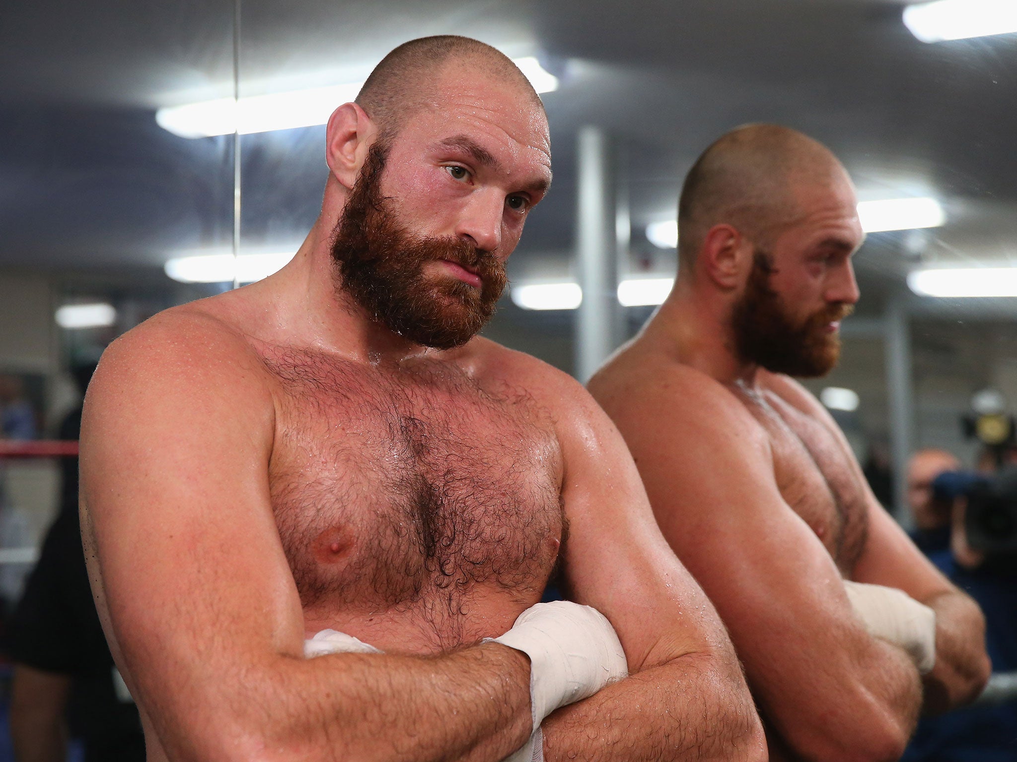 Tyson Fury poses for a portrait during a training session at Team Fury Gym