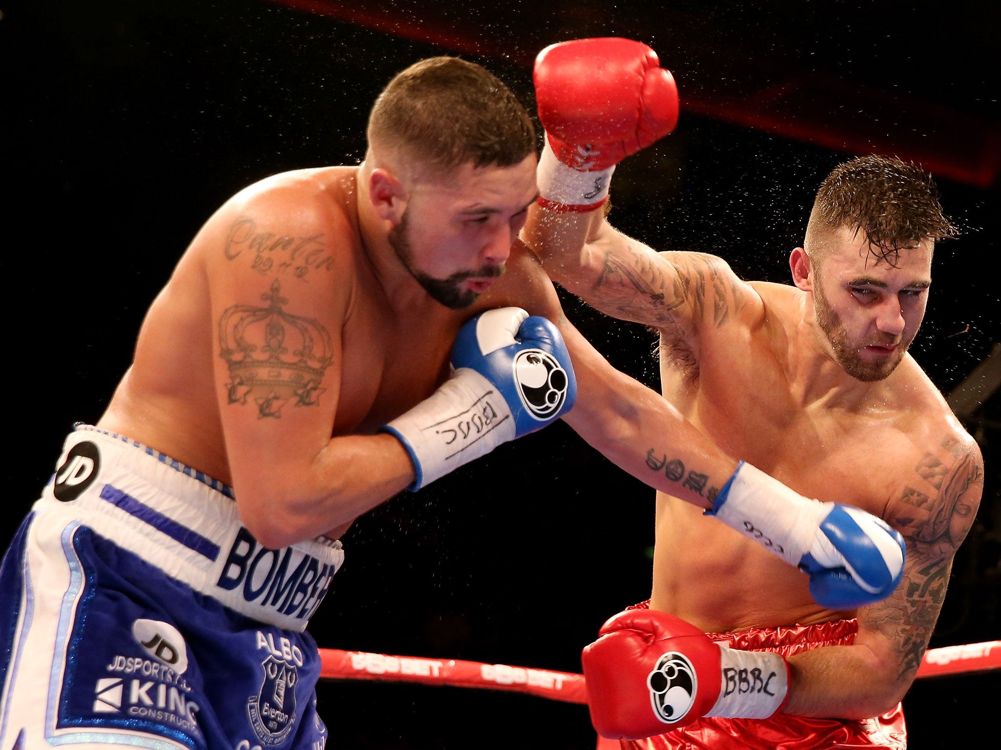 Tony Bellew (left) and Nathan Cleverly clash at the Echo Arena in Liverpool