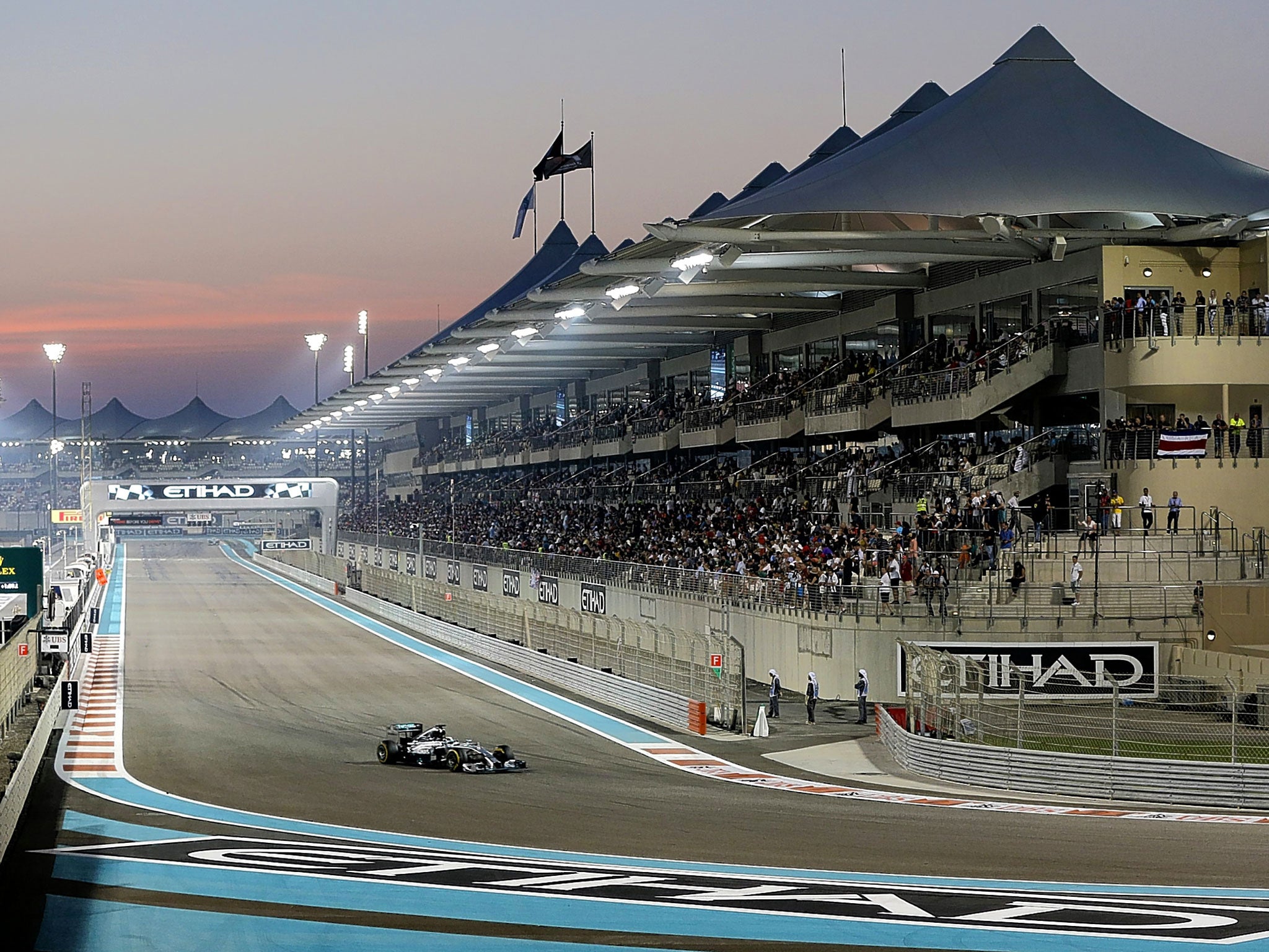 Lewis Hamilton in action at the Yas Marina circuit