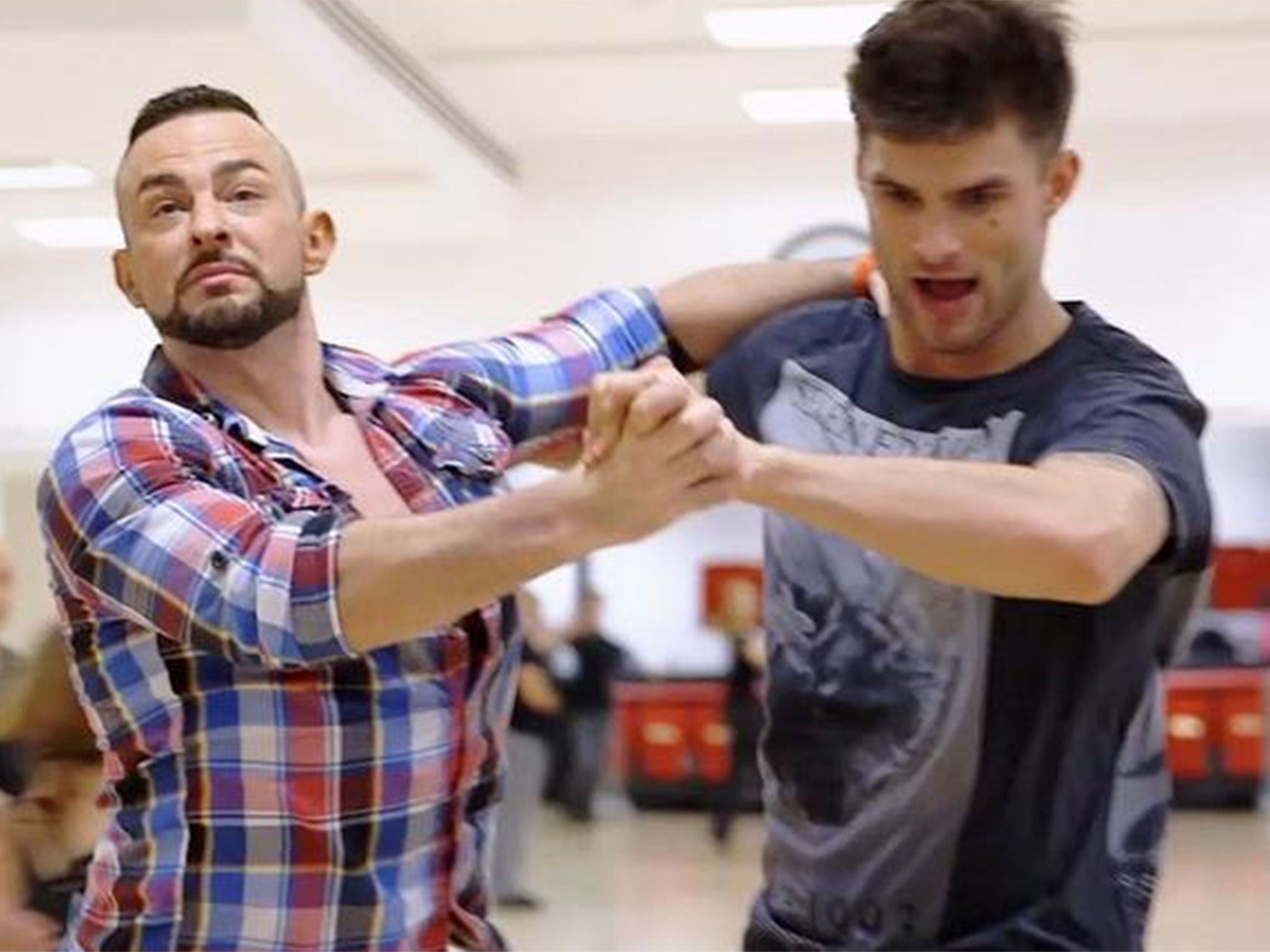 Robin Windsor and Aljaz Skorjanec rehearse their same-sex dance together on Strictly Come Dancing