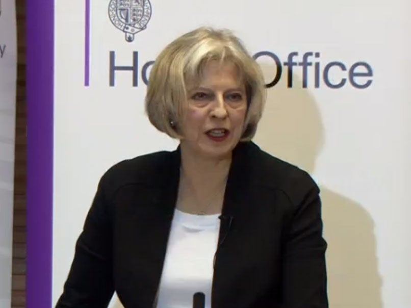 Home Secretary Theresa May speaking at the counter terrorism event in London