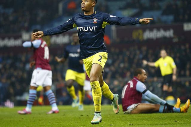 Nathaniel Clyne celebrates after salvaging a point with the Southampton equaliser 
