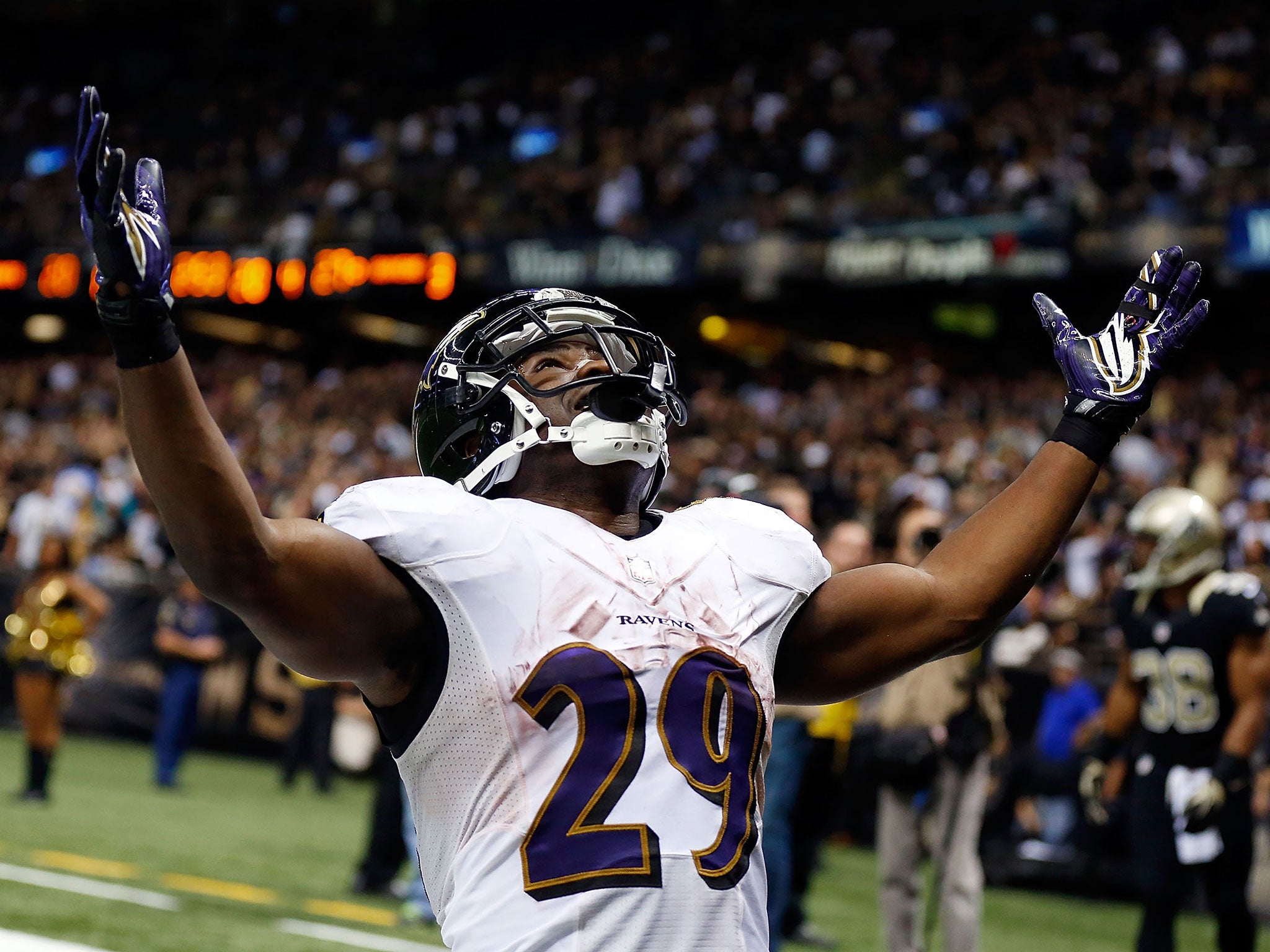 Justin Forsett celebrates after running in a touchdown