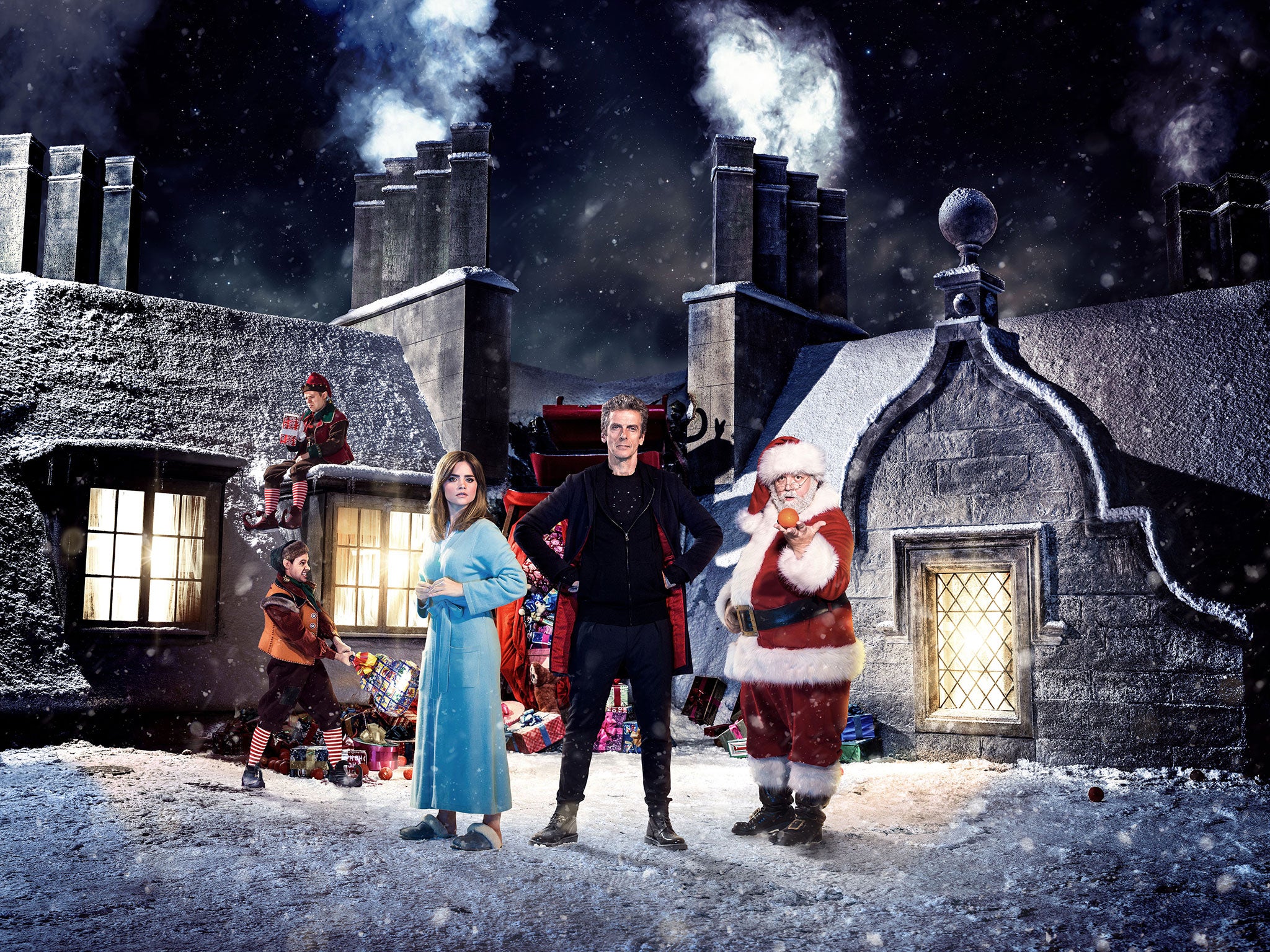 Jenna Coleman, Peter Capaldi and Nick Frost star in the Doctor Who Christmas Special, Last Christmas