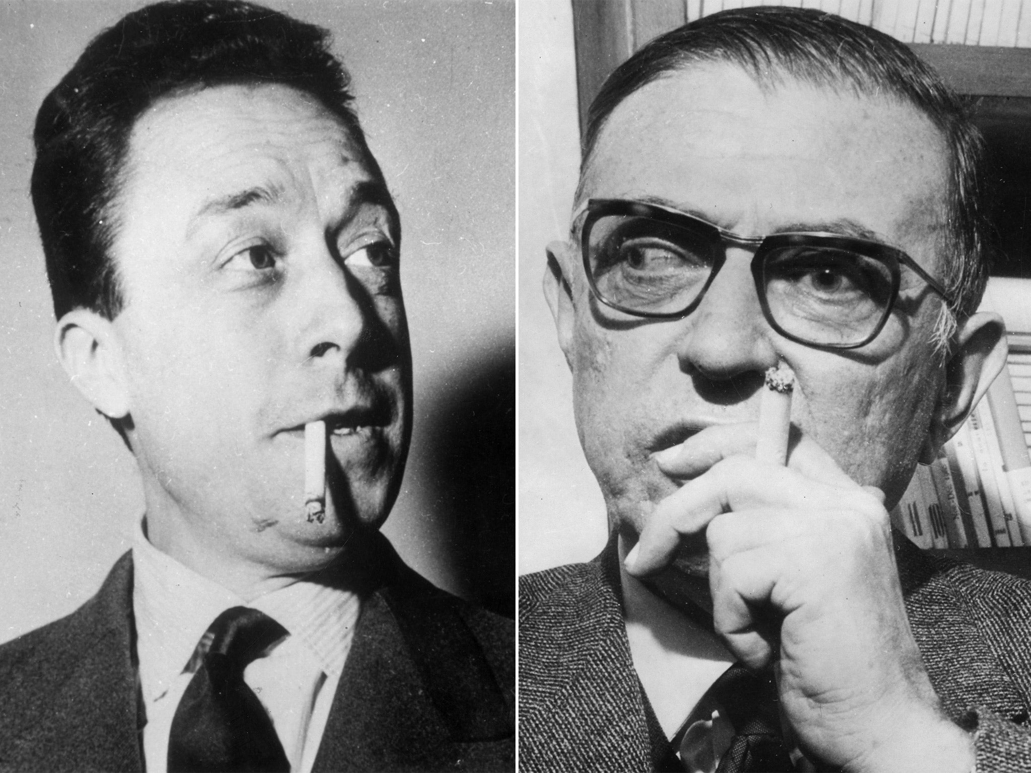 Albert Camus (left) and Jean-Paul Sartre fell out in 1952 and did not speak again before Camus’s death