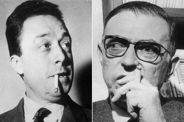 Albert Camus (left) and Jean-Paul Sartre fell out in 1952 and did not speak again before Camus’s death