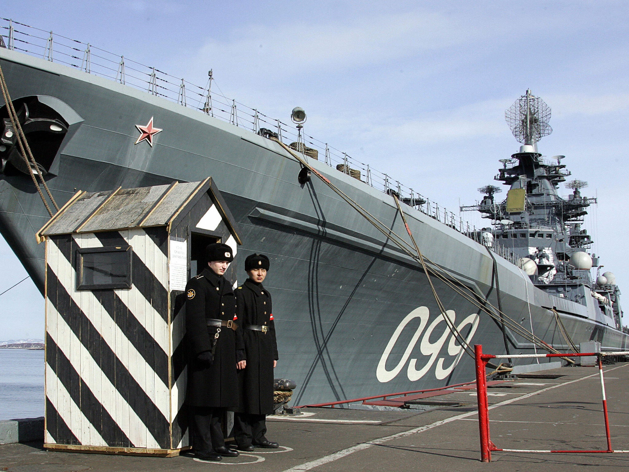 The flagship of Russia's Nothern Fleet, heavy nuclear missile cruiser 'Pyotr Veliky'