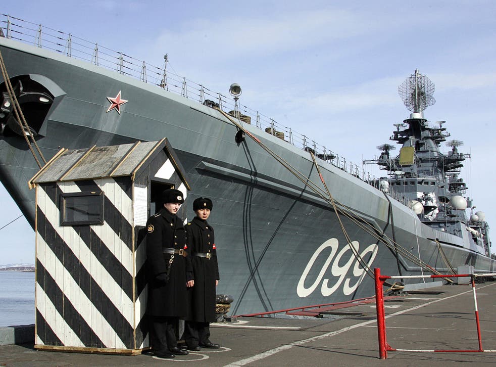 The flagship of Russia's Nothern Fleet, heavy nuclear missile cruiser 'Pyotr Veliky' 
