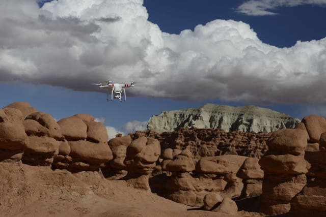 Up in the air: a DJI Phantom drone takes to the sky 