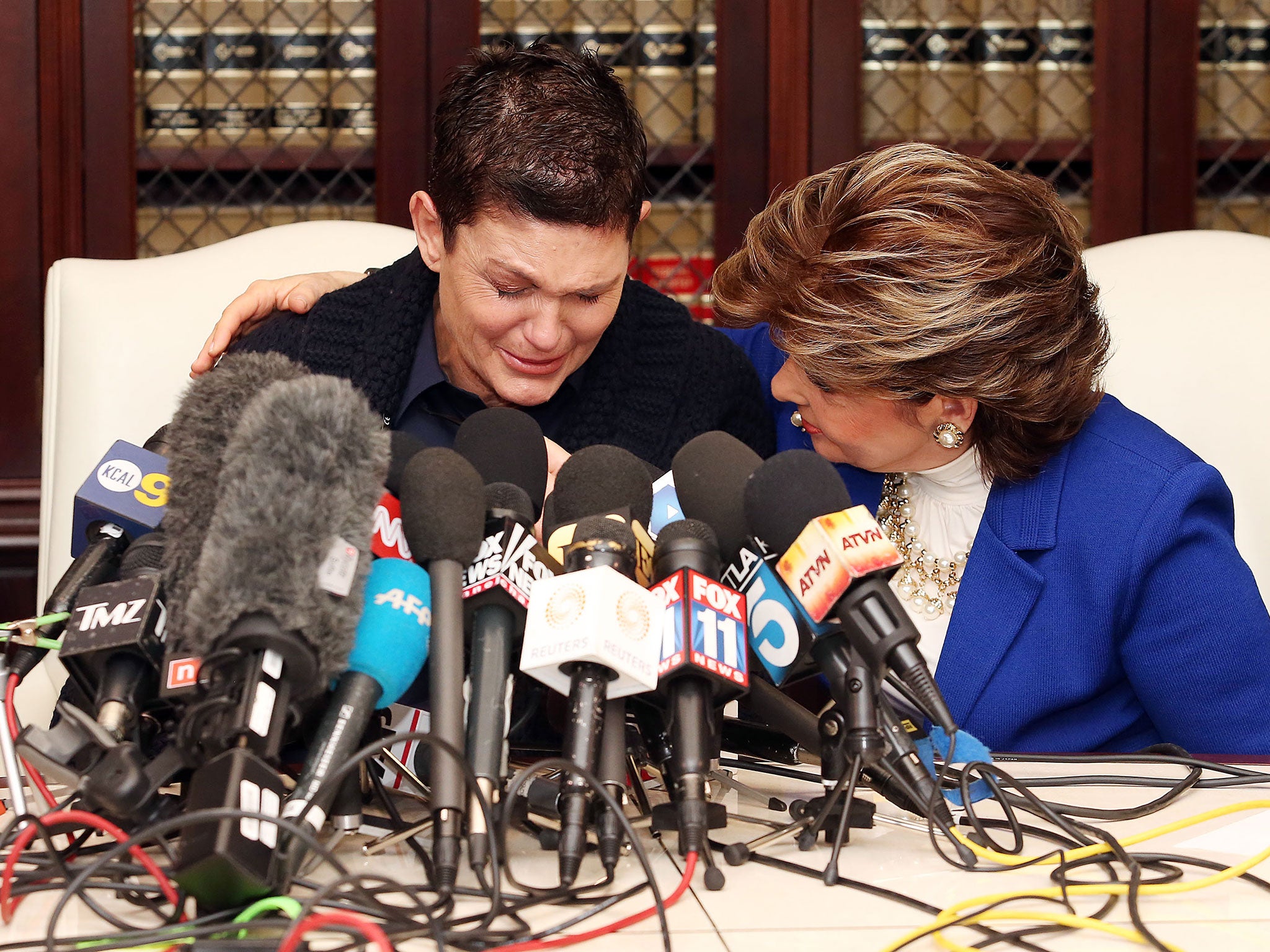Attorney Gloria Allred speaks at a press conference with Beth Ferrier on December 3, 2014 in Los Angeles, California.