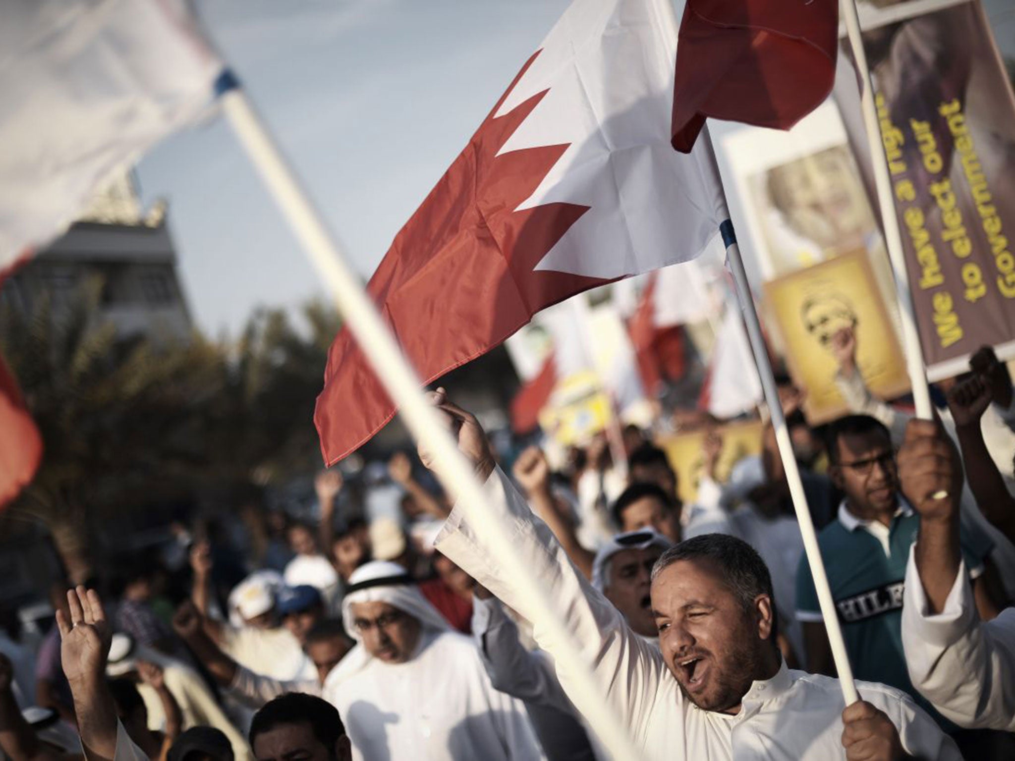 Bahrainis on an anti-government protest in May