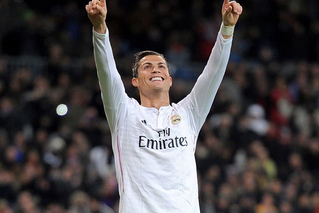 Cristiano Ronaldo celebrates his hat-trick against