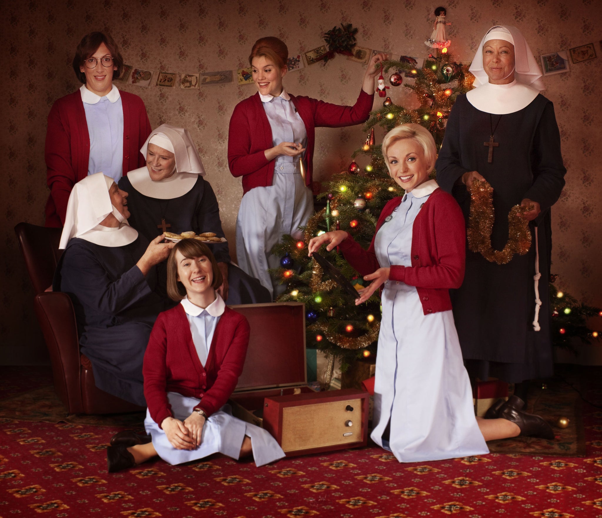 The stars of Call the Midwife in the BBC 2014 Christmas special