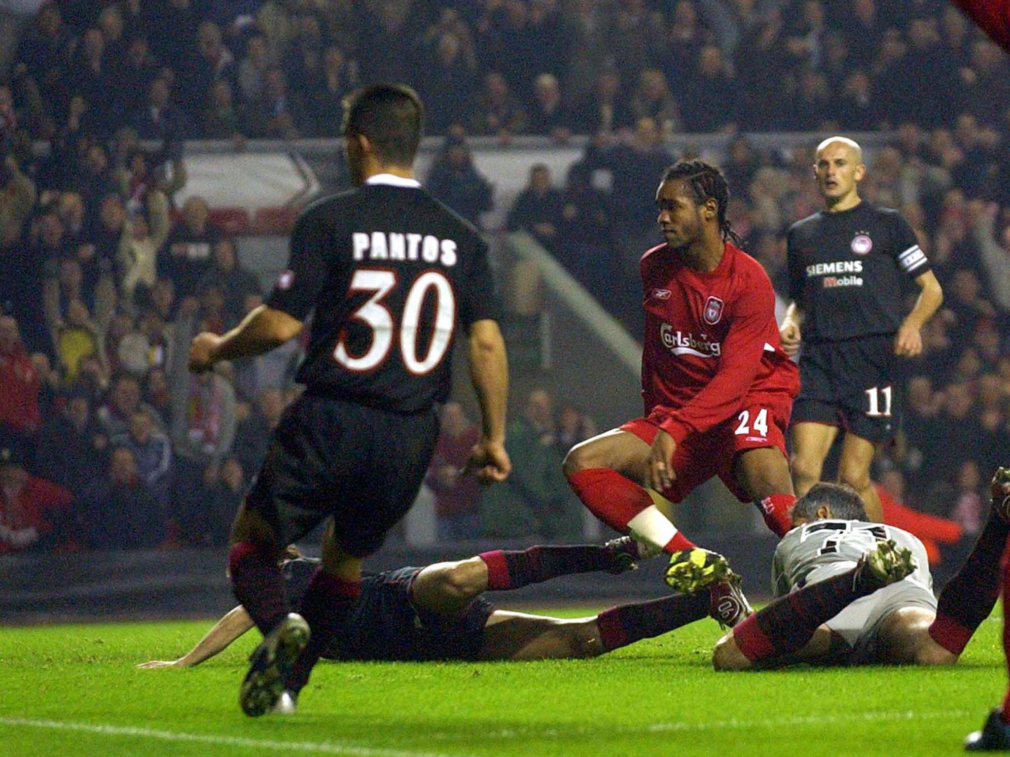 Sinama Pongolle scores during the match