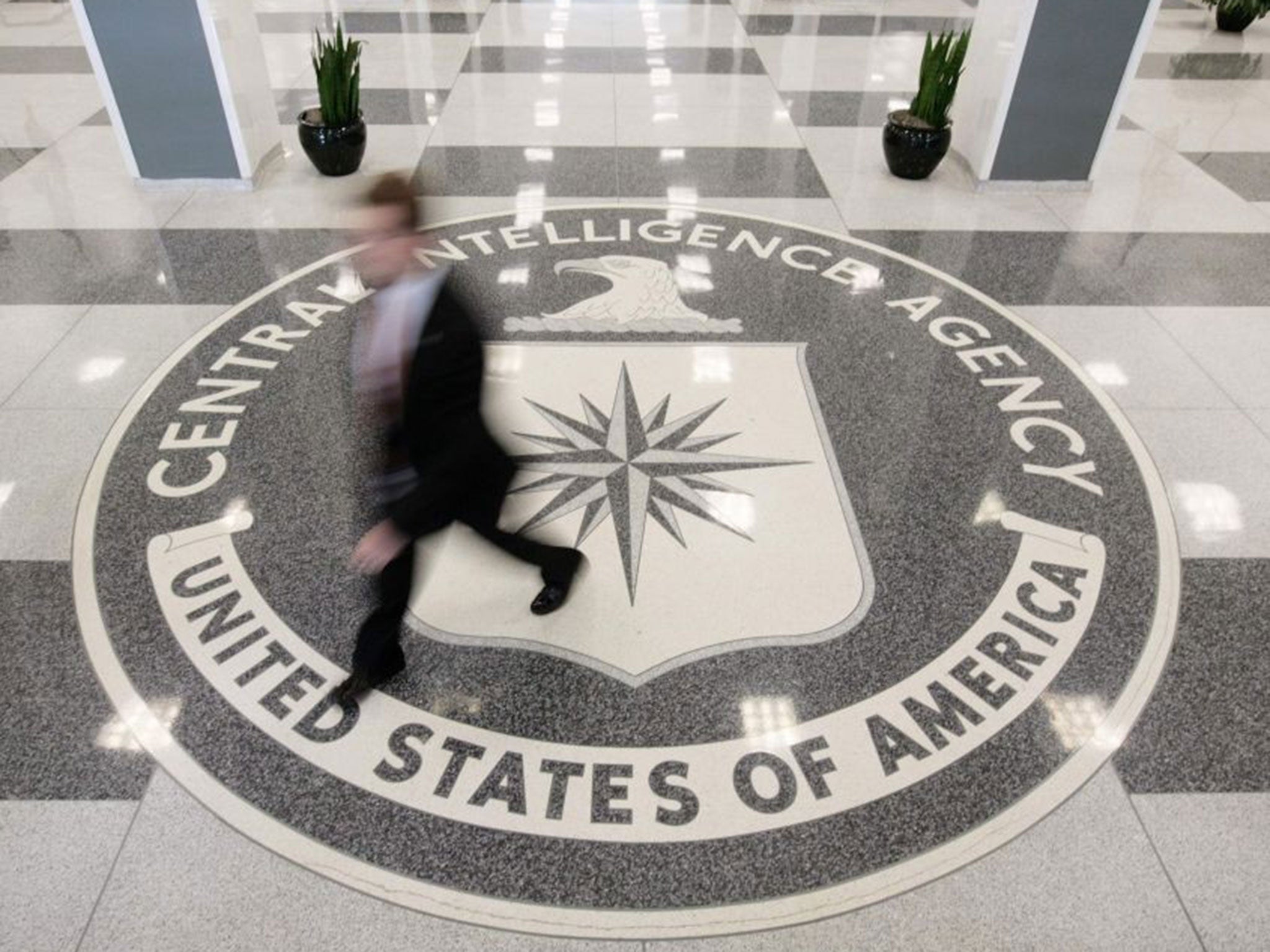 The lobby of the CIA Headquarters building in McLean, Virginia