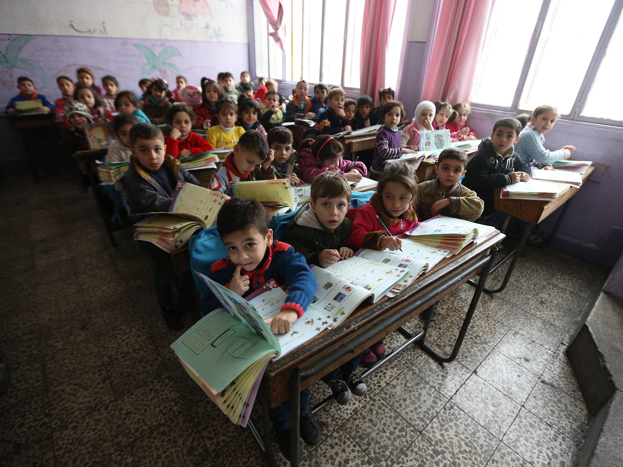 A school in the war-torn city of Aleppo, Syria (Getty)