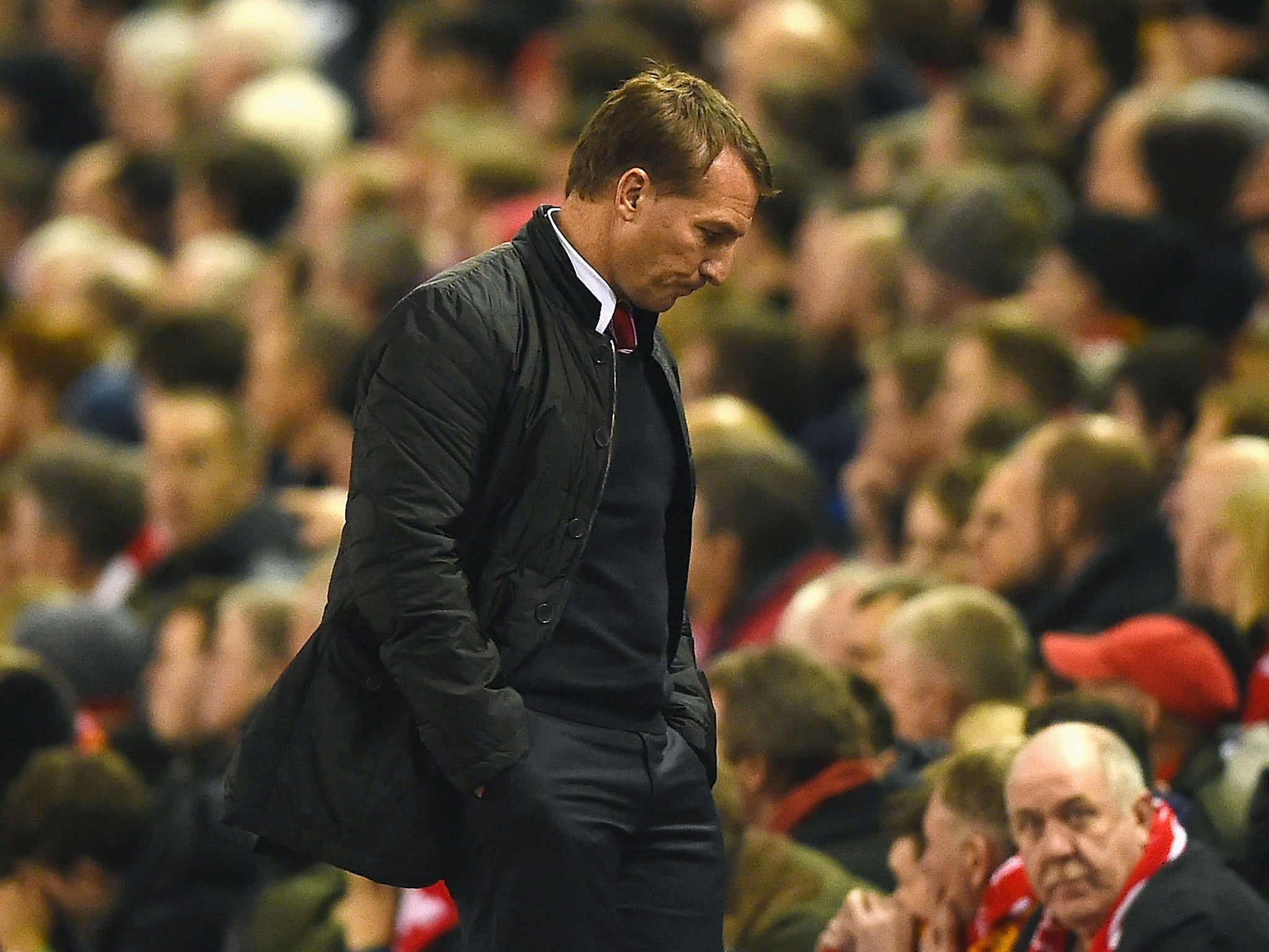A frustrated Brendan Rodgers on the touchline on Tuesday
