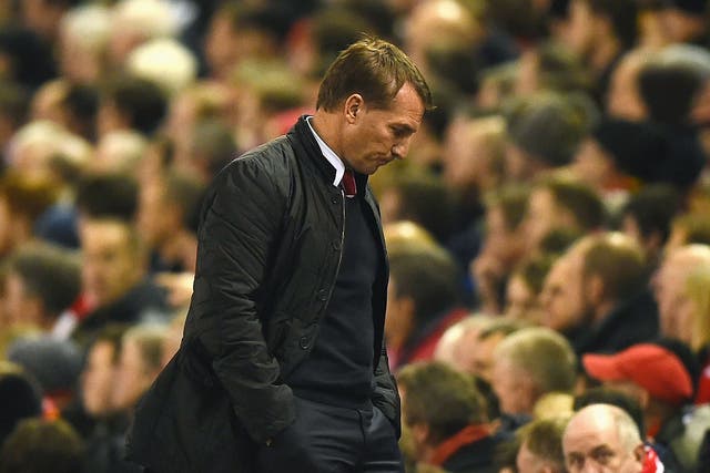 A frustrated Brendan Rodgers on the touchline on Tuesday