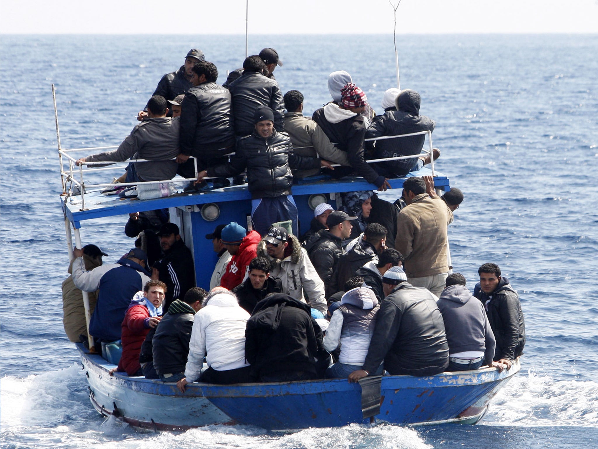 A boat of would-be immigrants near the Italian island of Lampedusa. Most of those crossing the Mediterranean headed to Italy