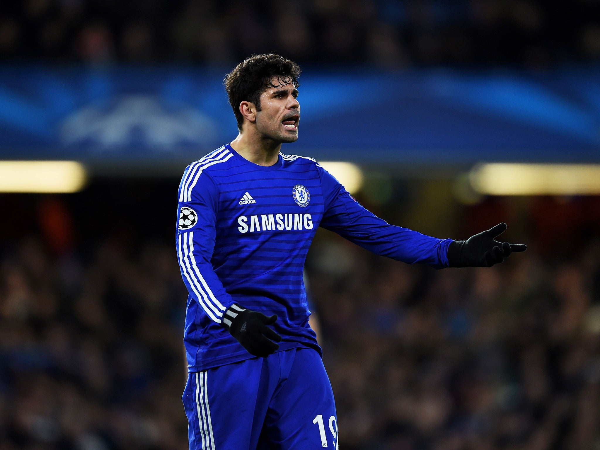 A frustrated Diego Costa reacts on Wednesday night