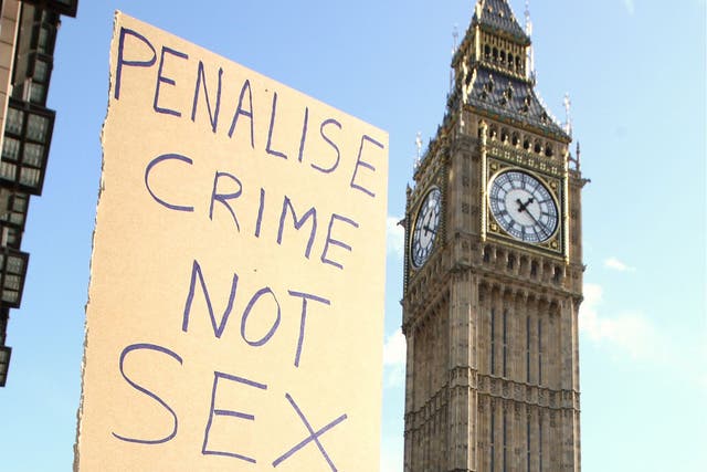 A protest at the Houses of Parliament in 2008 in objection to restrictions on pornography